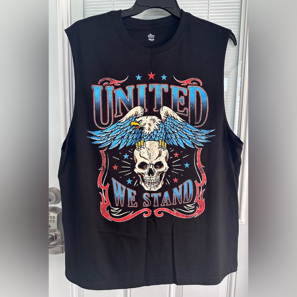 NWOT Men’s Black United We Stand Patriotic Tank Top Sleeveless Shirt XL